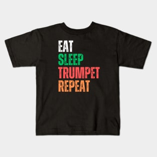 Vintage Eat Sleep Trumpet Repeat Kids T-Shirt